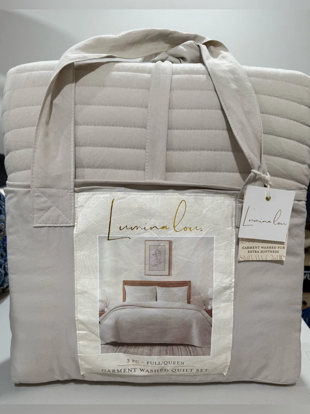 Lumina Lou Garment Washed Quilted 3-Piece Set, Full/Queen Bedding NWT